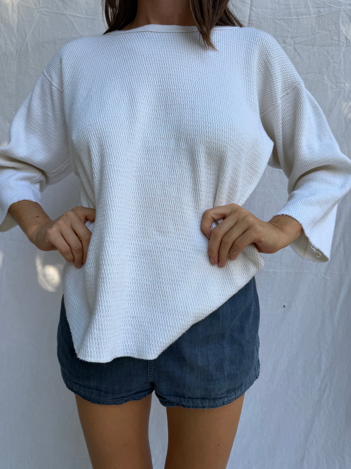 White Cropped Sleeve Thermal