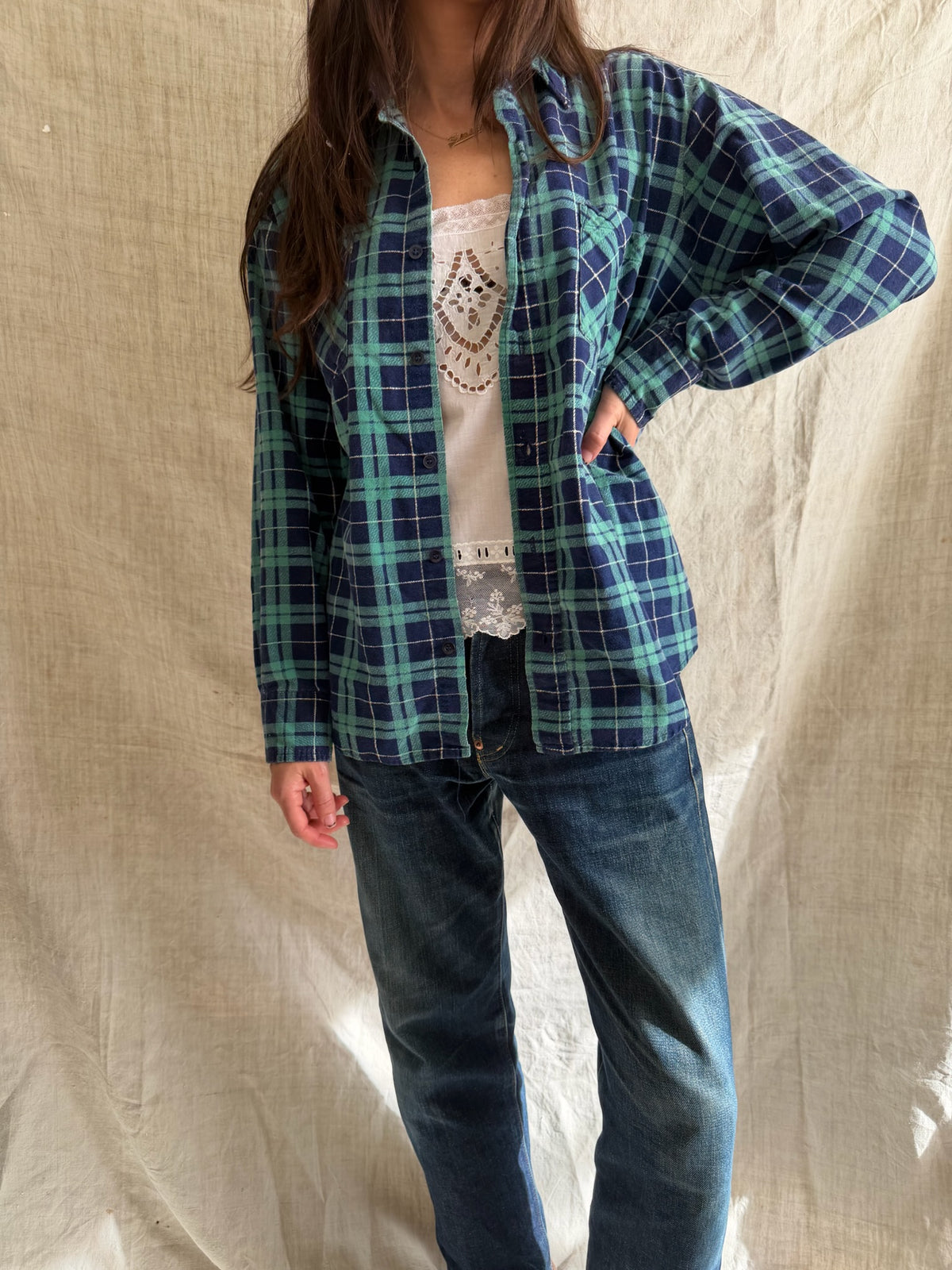 Navy + Teal Flannel