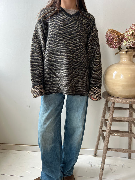 Textured Tan + Grey Sweater