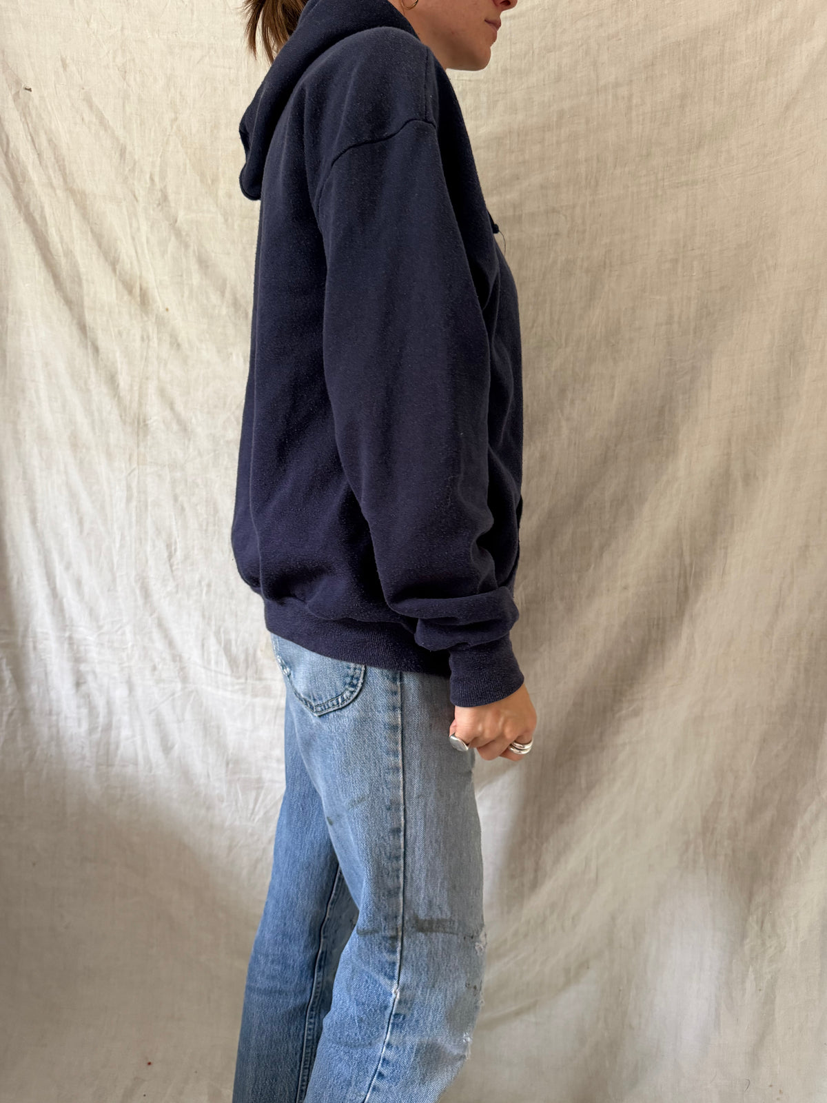 Faded Navy Zip Up Hoodie
