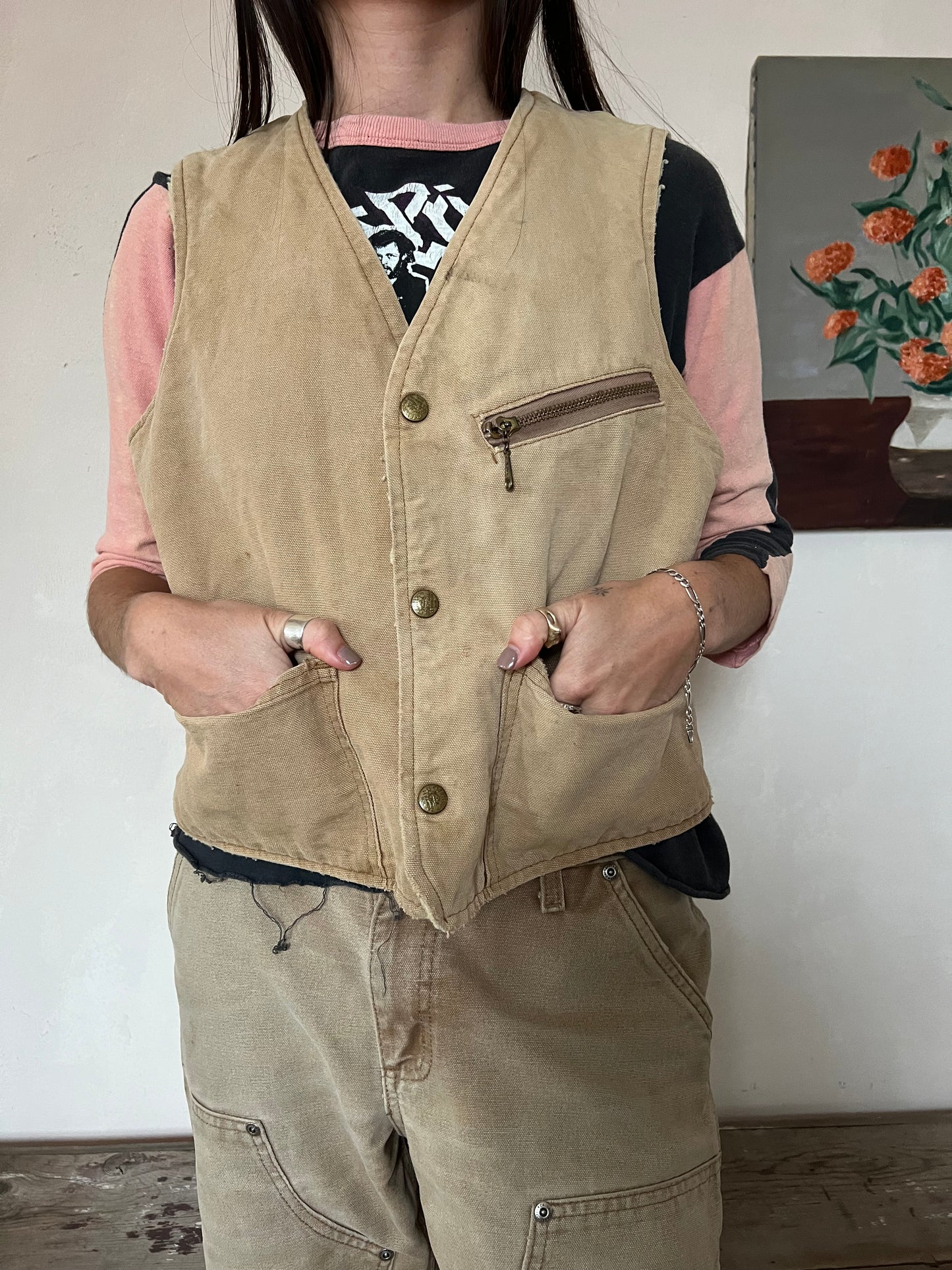 Faux Shearling Workwear Vest