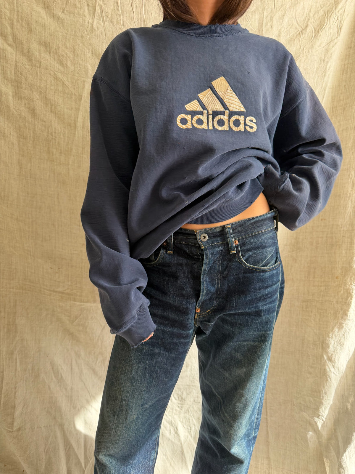 Super Distressed Adidas Crewneck