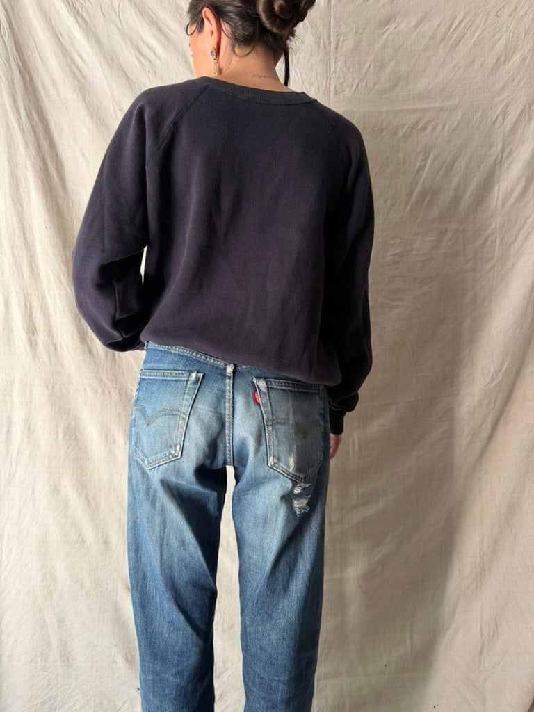 Faded Black + Navy Crewneck