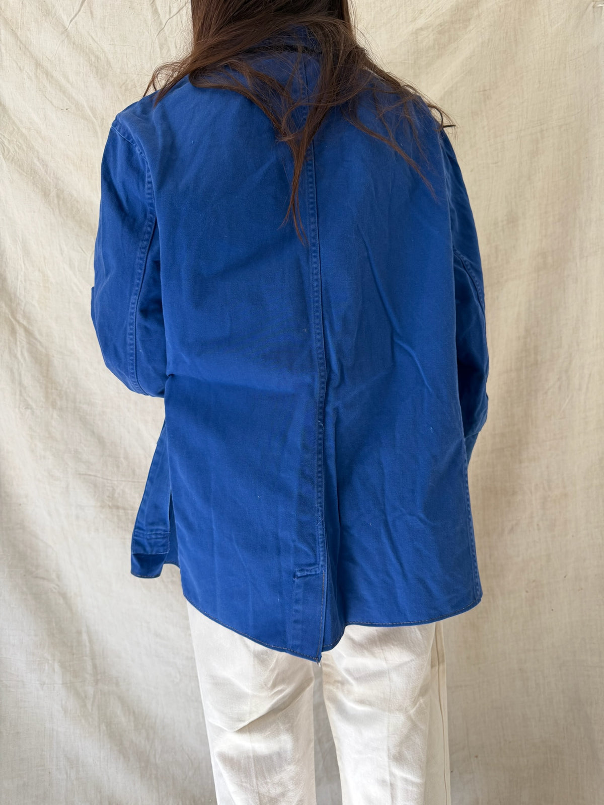 60s French Blue Cropped Chore Jacket 02