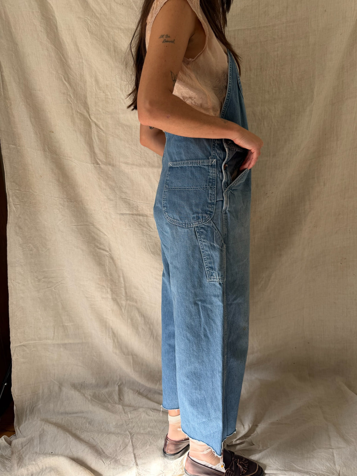 Lee Raw Hem Denim Overalls
