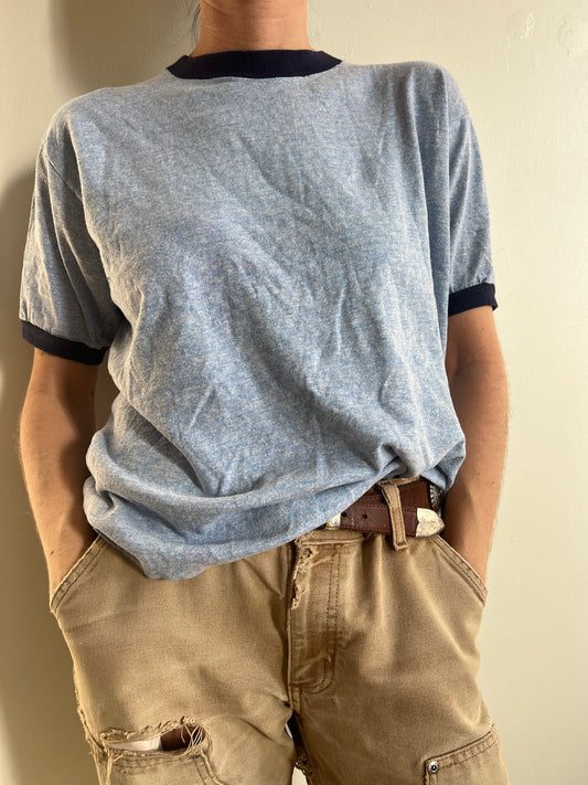 Two Toned Blue Ringer Tee