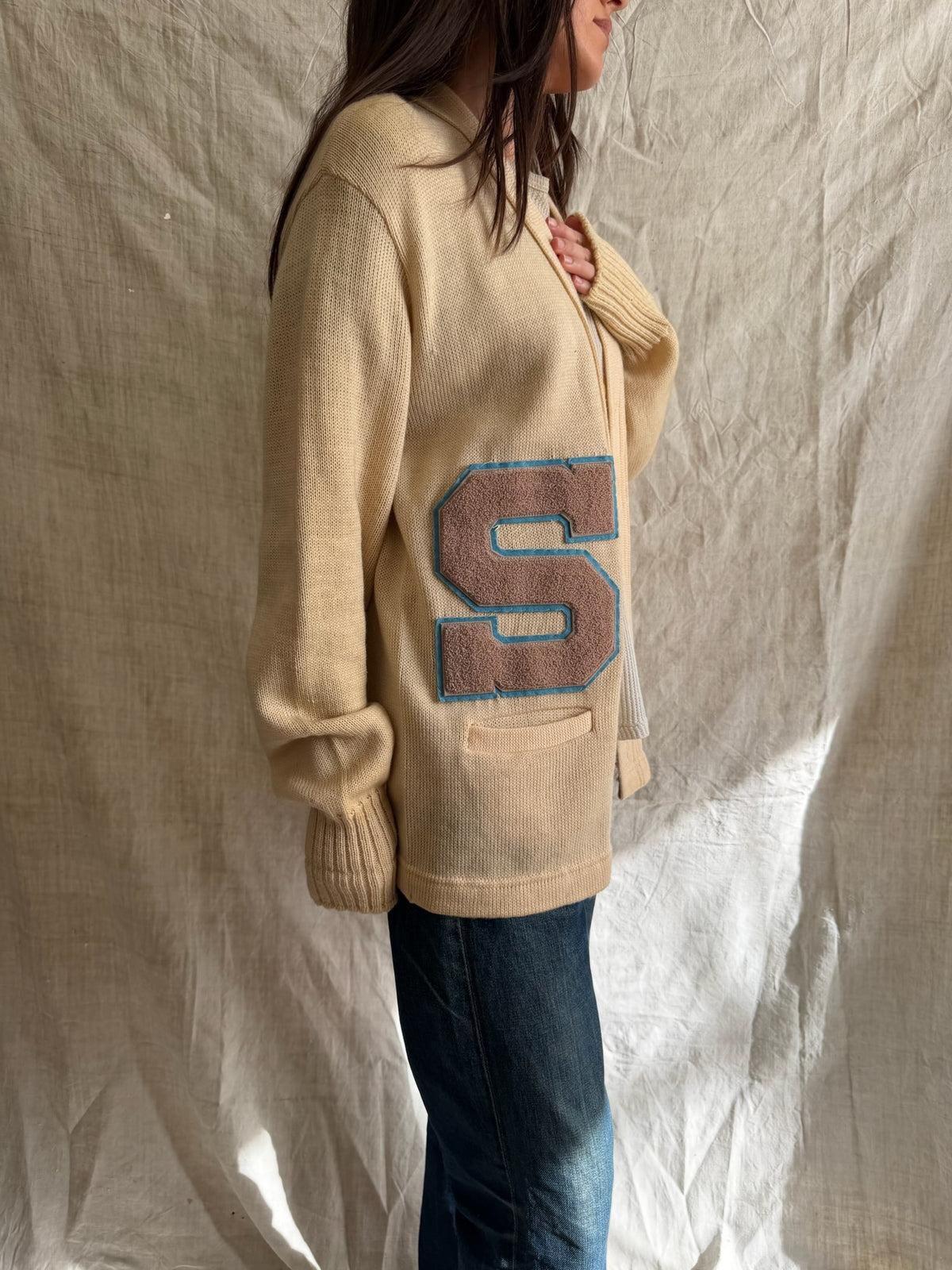 Cream “S” Varsity Cardigan