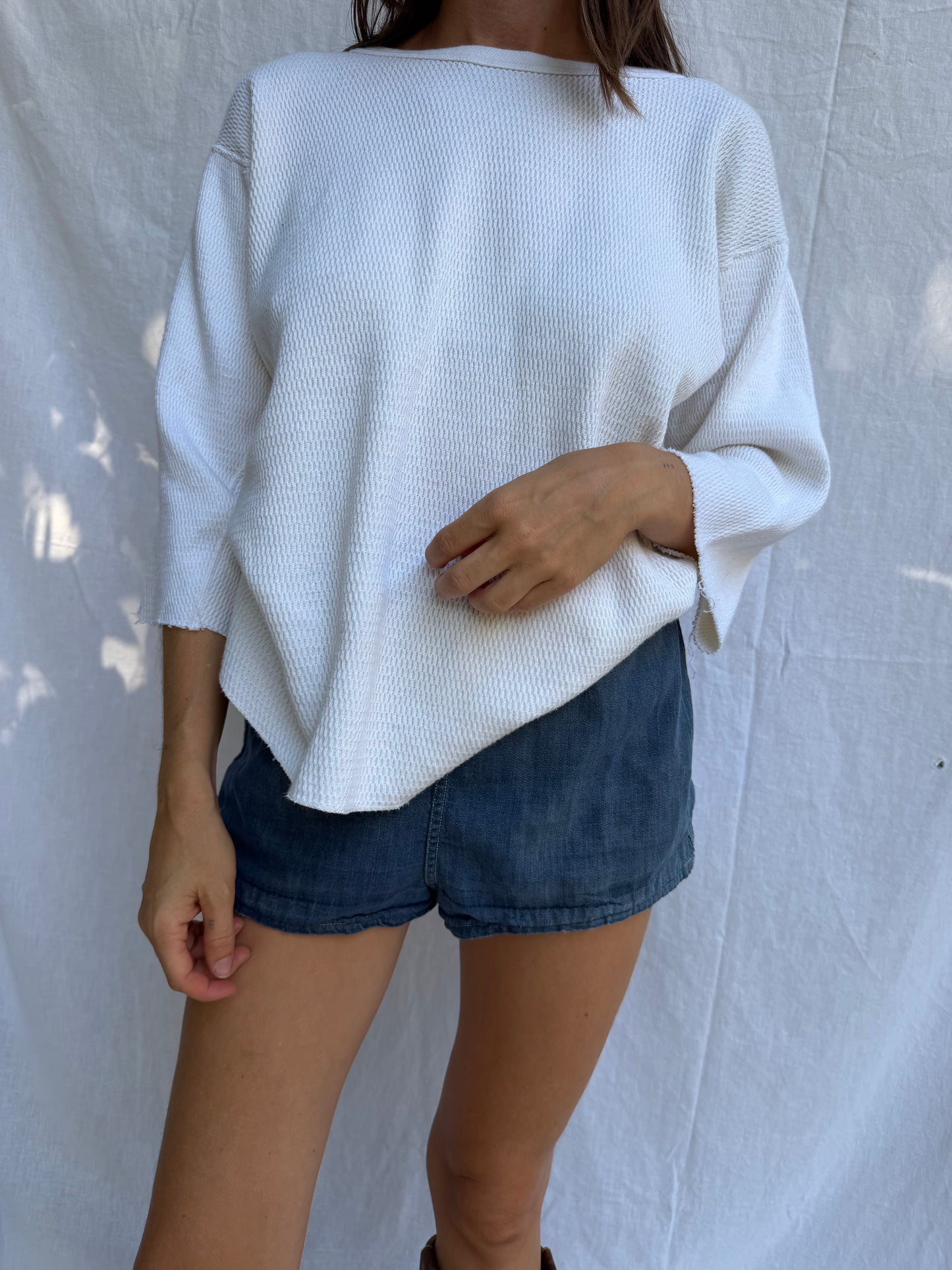 White Cropped Sleeve Thermal