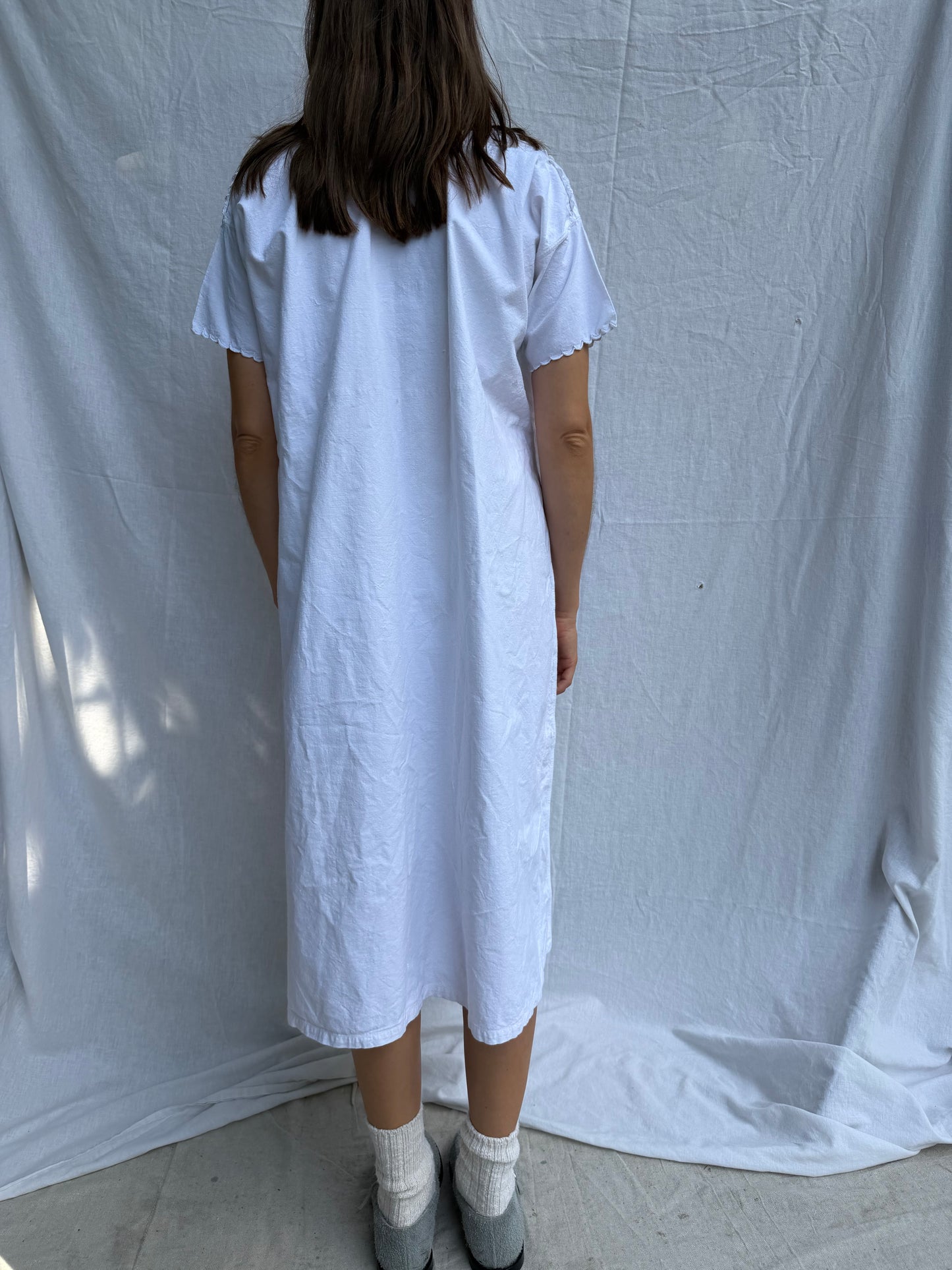Antique Italian White Cotton T-shirt Smock