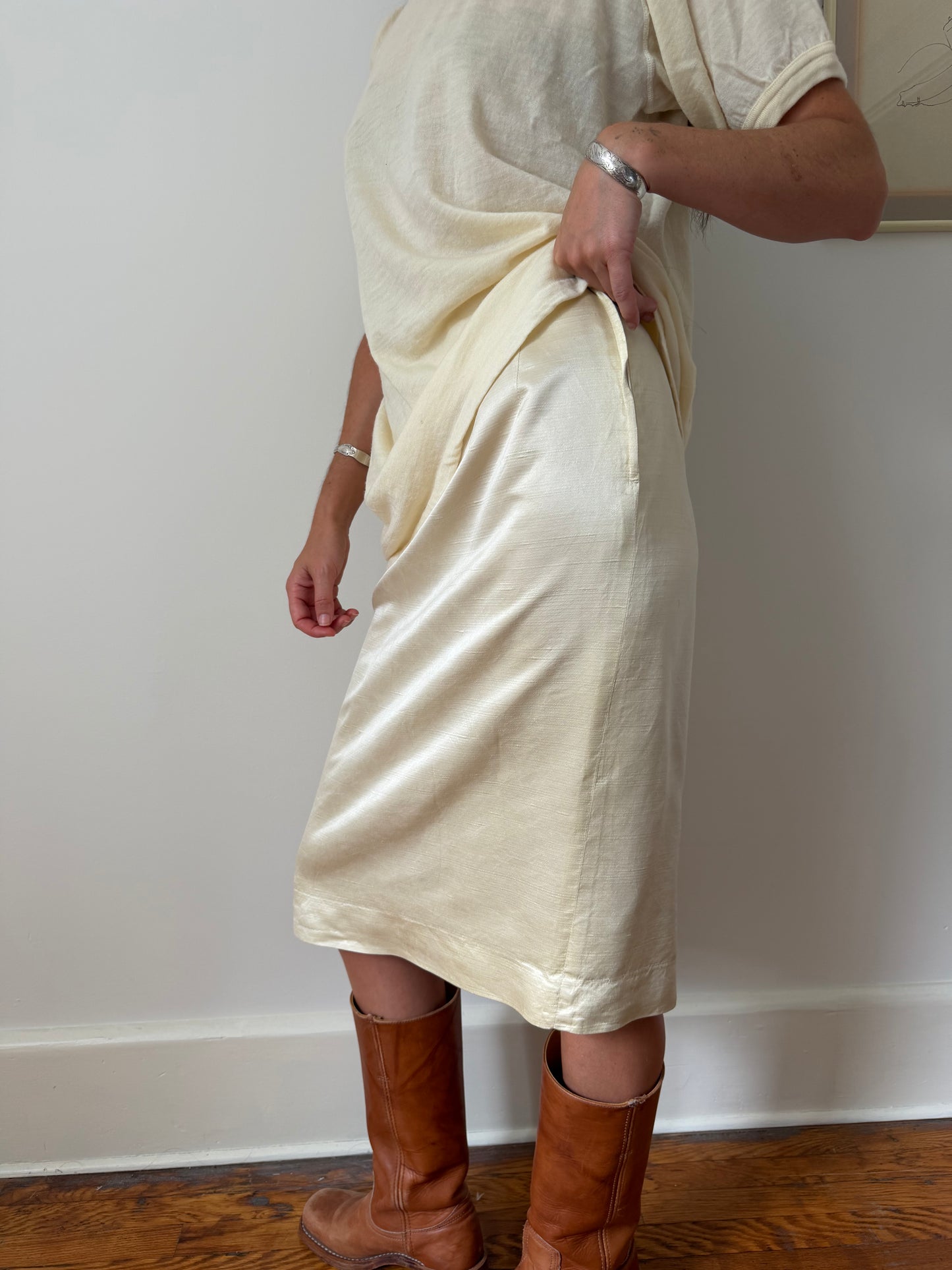 Butter Yellow Silk Skirt
