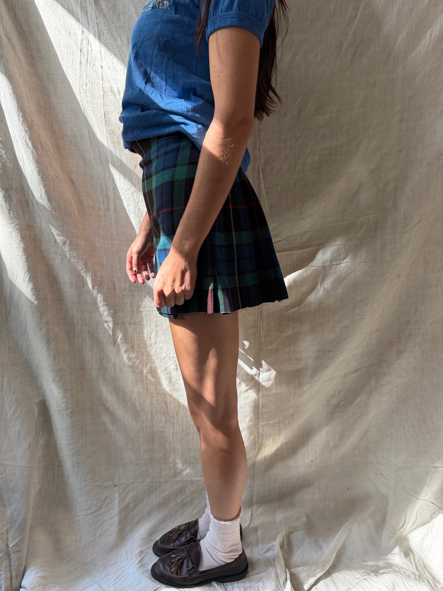 Brown Blue + Green Cropped Kilt
