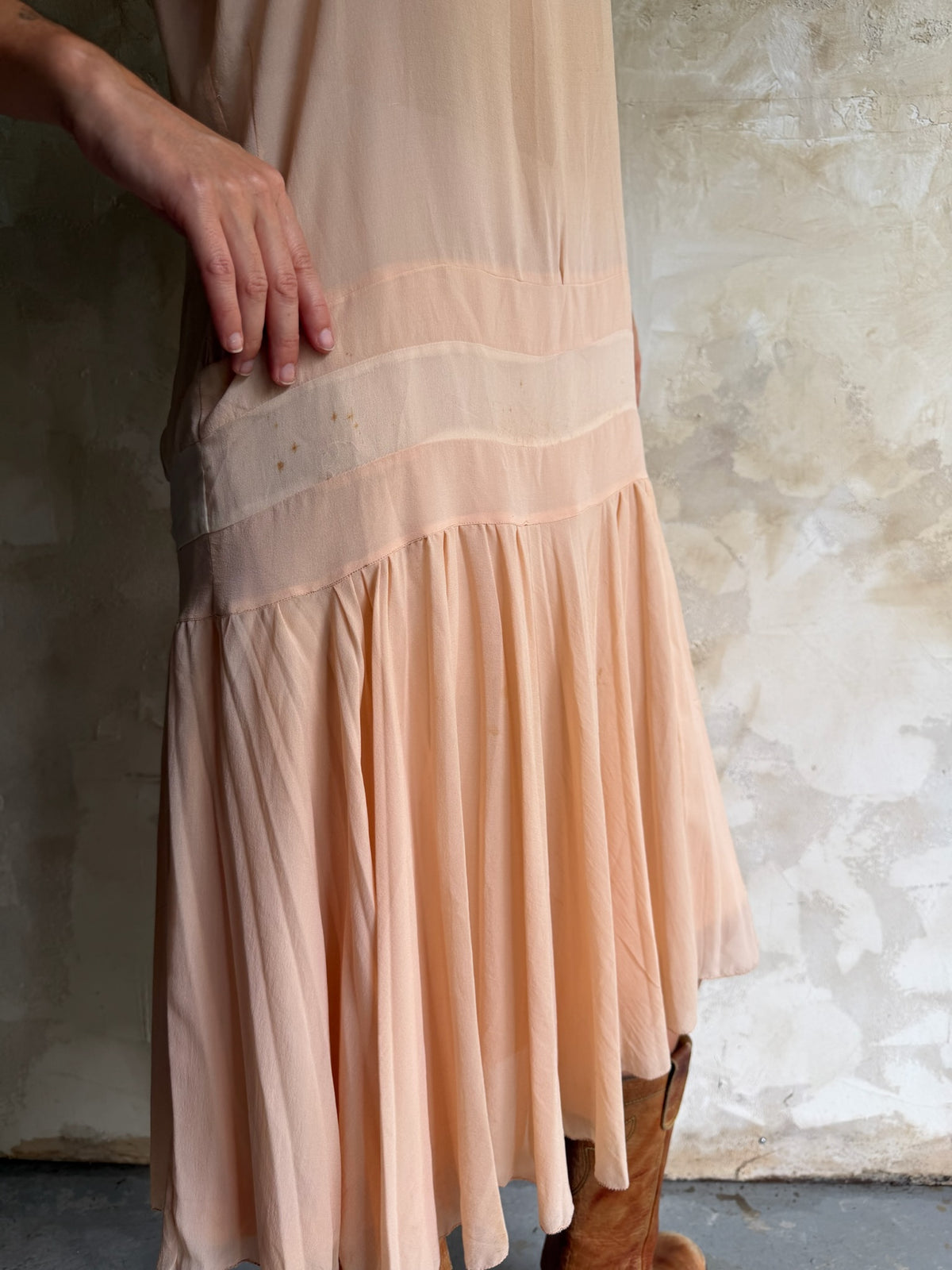 Antique Peach Silk Dress