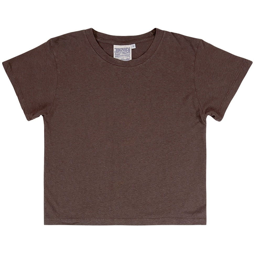 Cropped Lorel Tee Shirt in Coffee Bean By Jungmaven