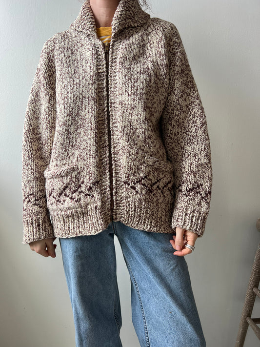 Brown and Cream Curling Sweater