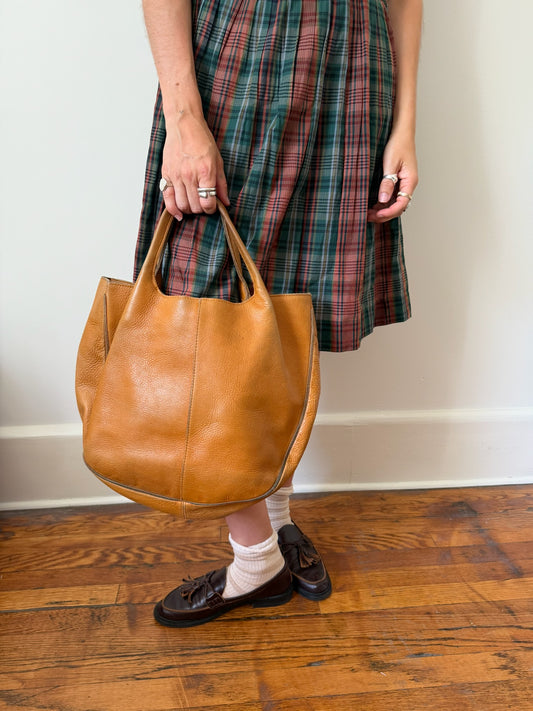 Tan Leather Bucket Bag