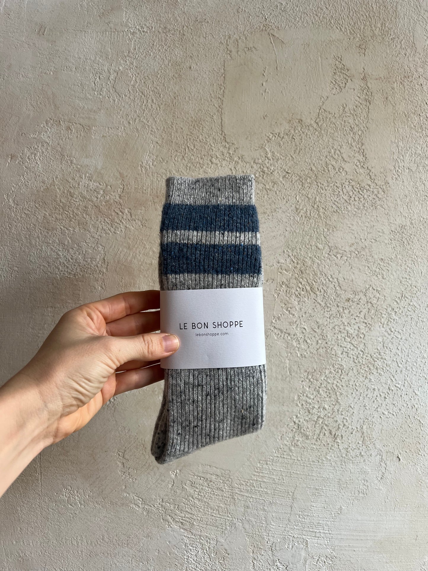 Snow Socks In Grey/Blue by Le Bon Shoppe