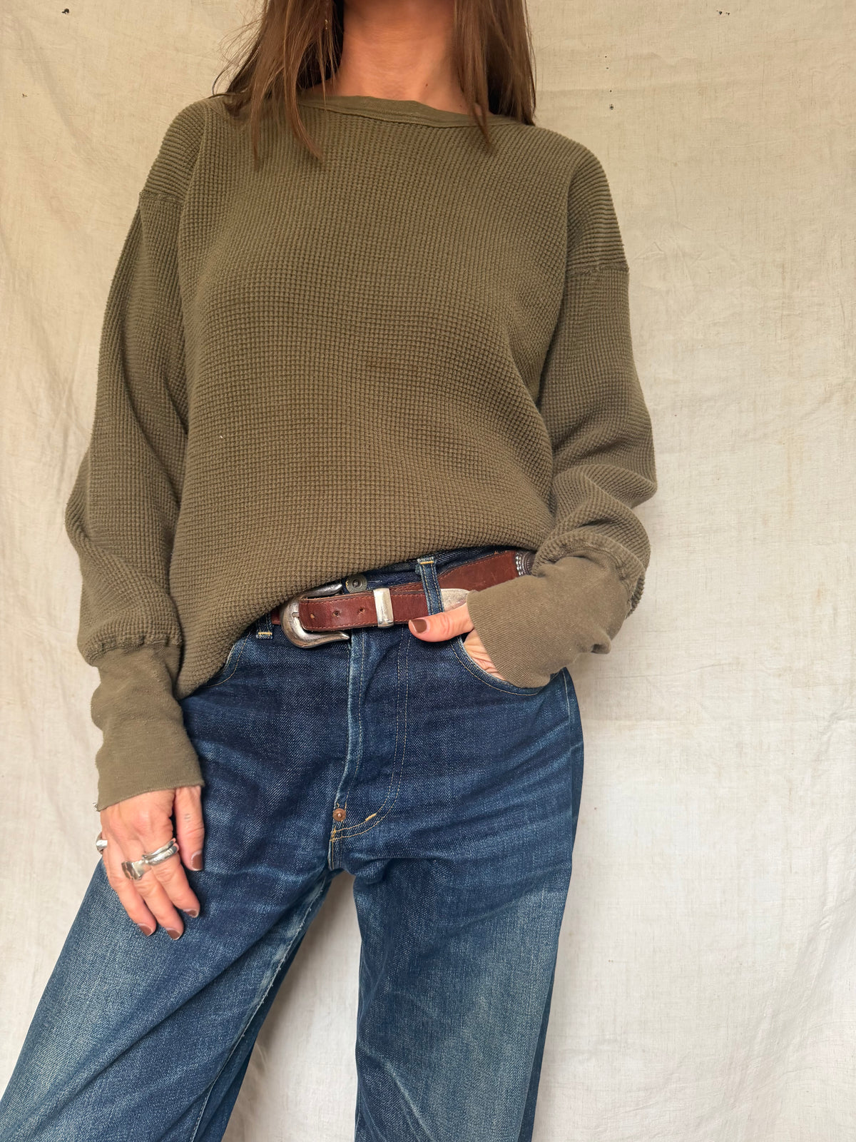 Olive Green Waffle Thermal