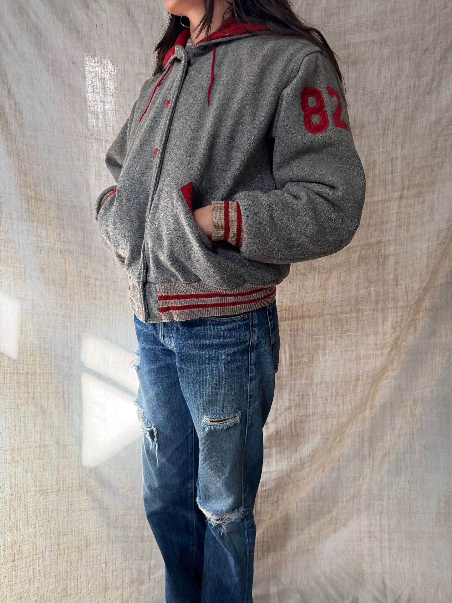 Warriors Grey + Red Cheerleading Jacket