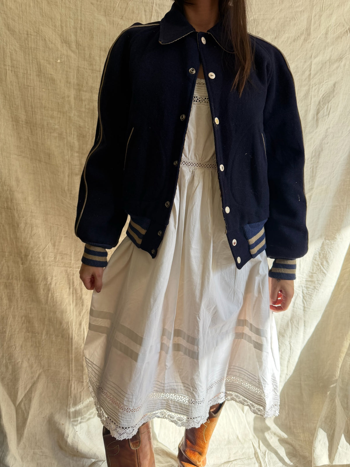Navy Faded Blue Varsity Jacket