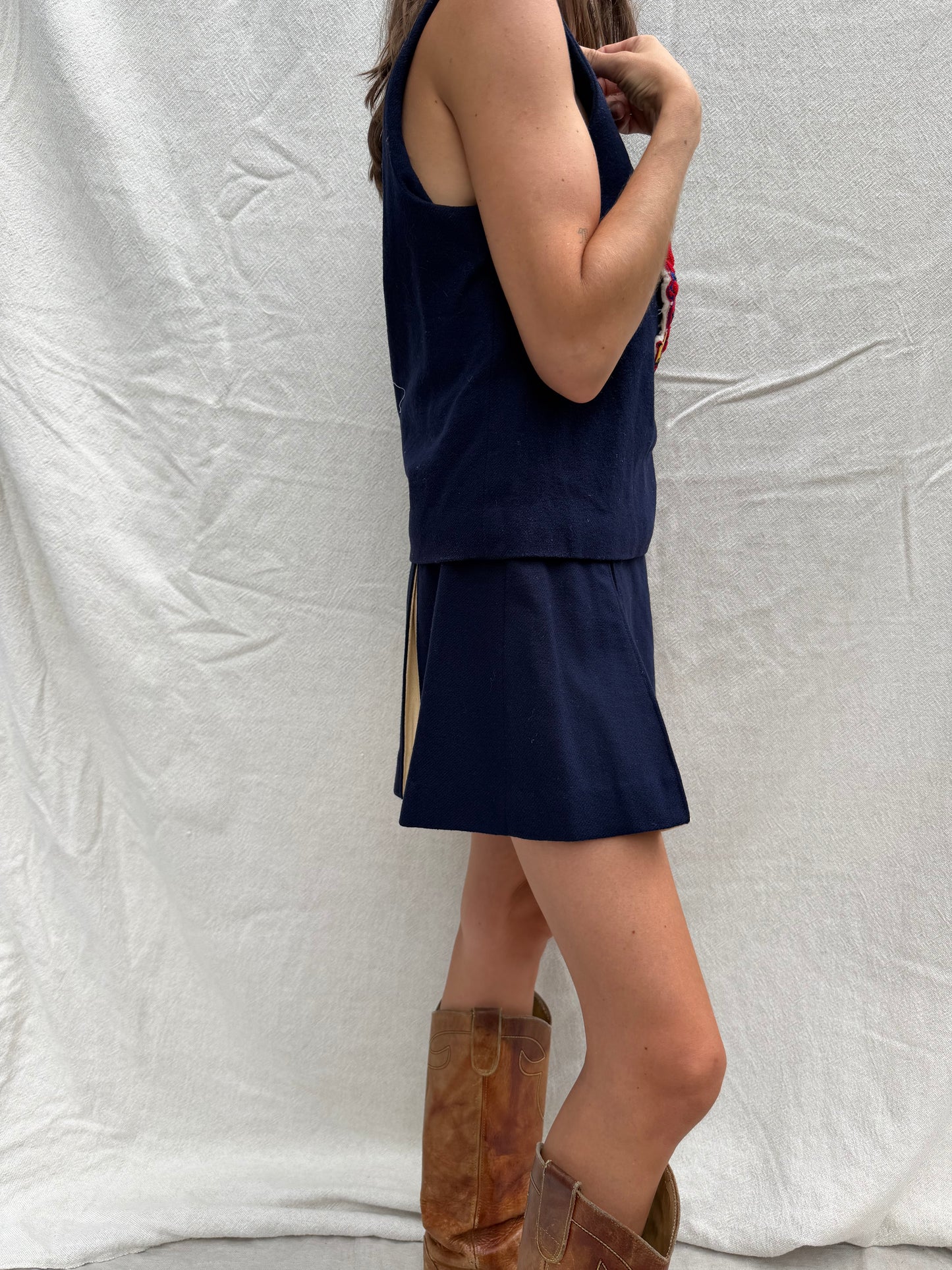 50s Navy Wool Cheerleading Set