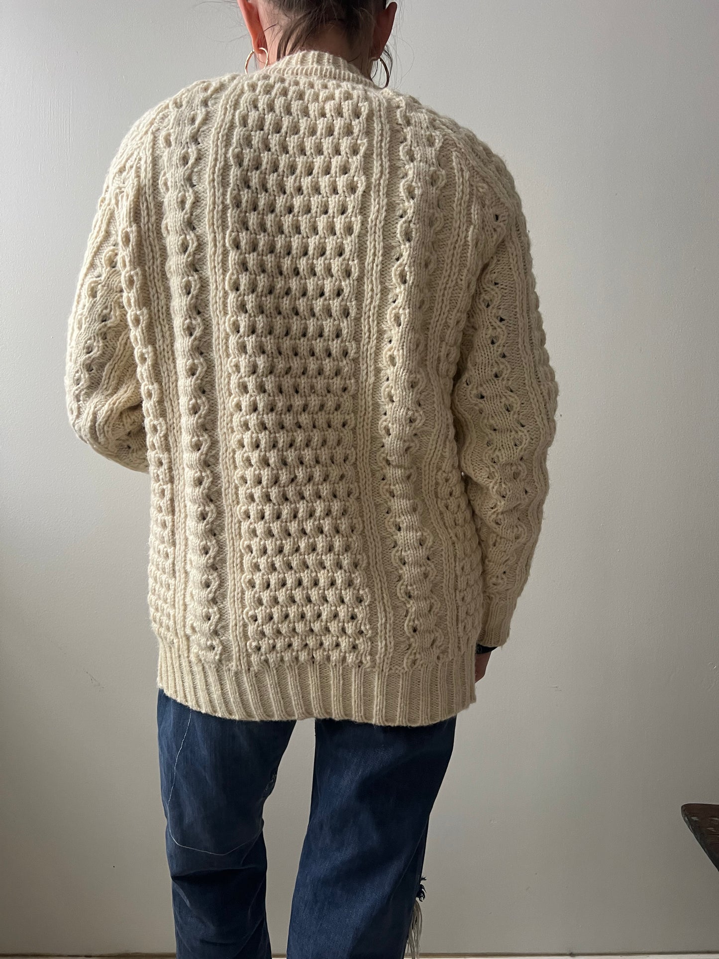 Cream Irish Wool Fisherman Cardigan