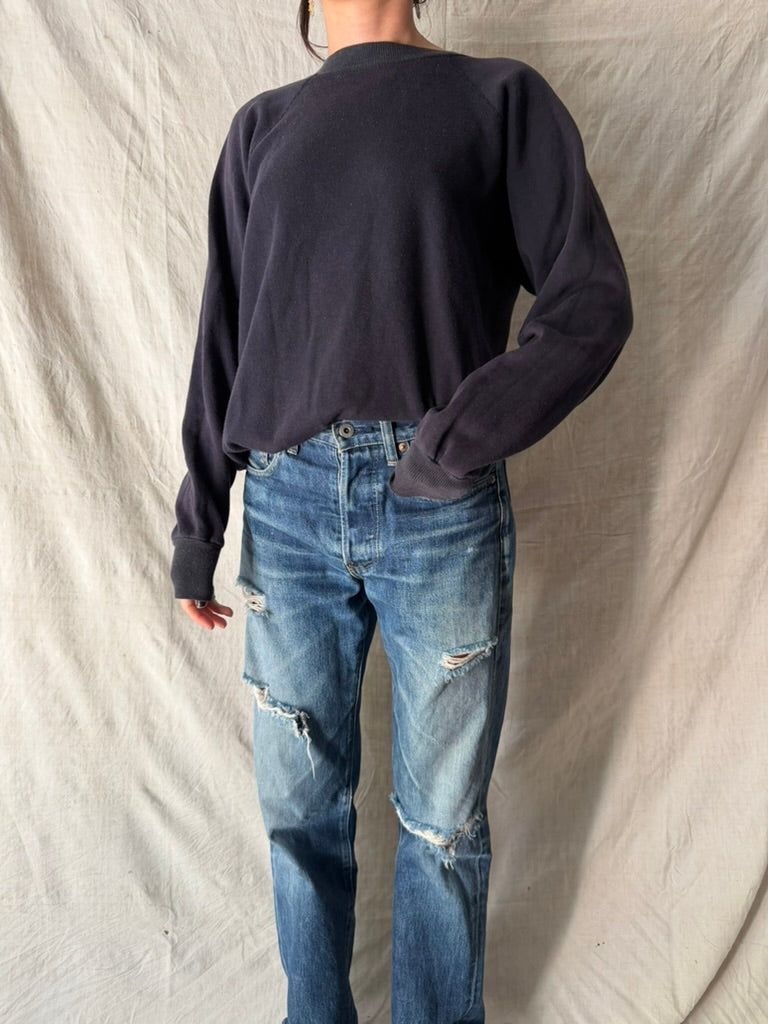 Faded Black + Navy Crewneck