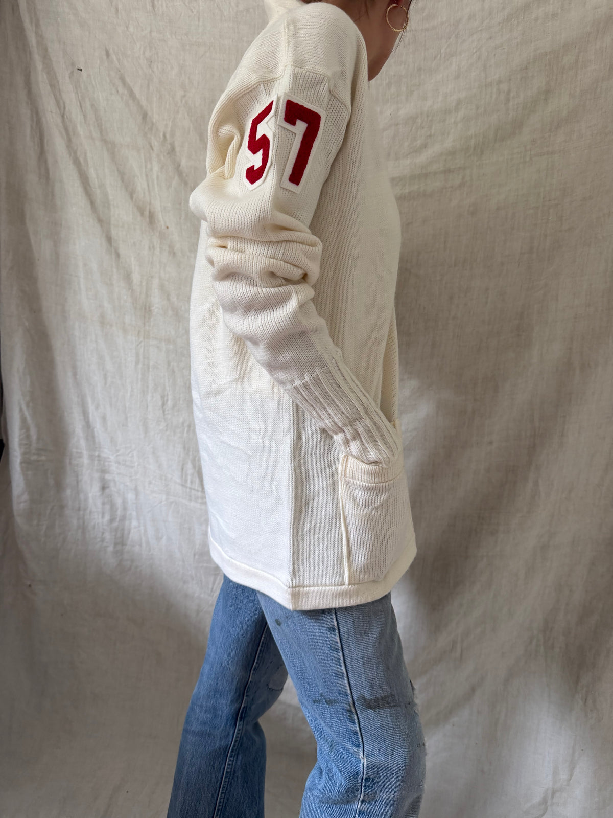 White Varsity Cardigan