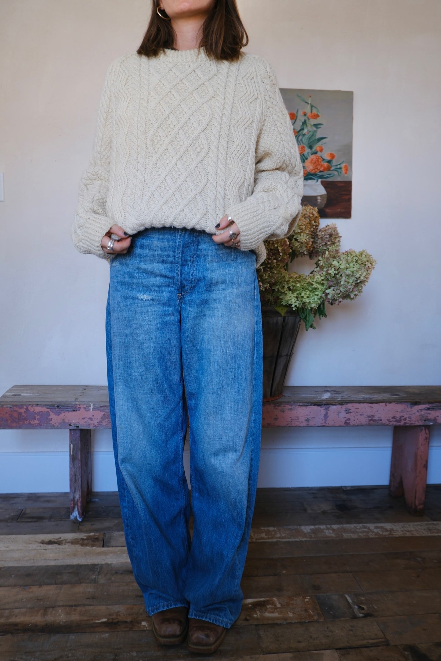 Cream Irish Wool Fisherman Sweater