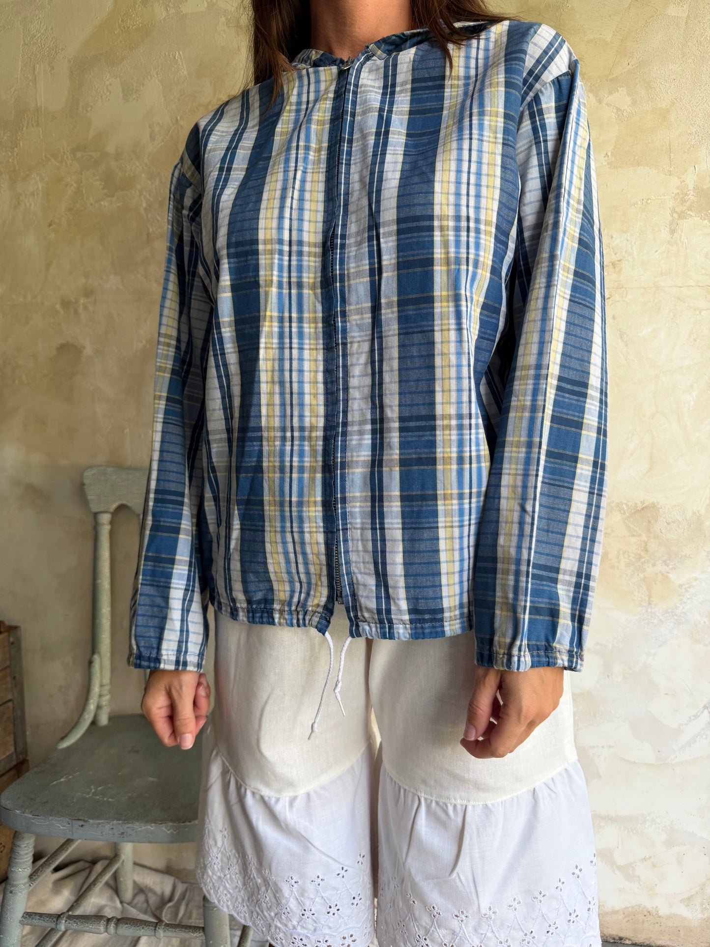 Plaid Zip Up Shacket
