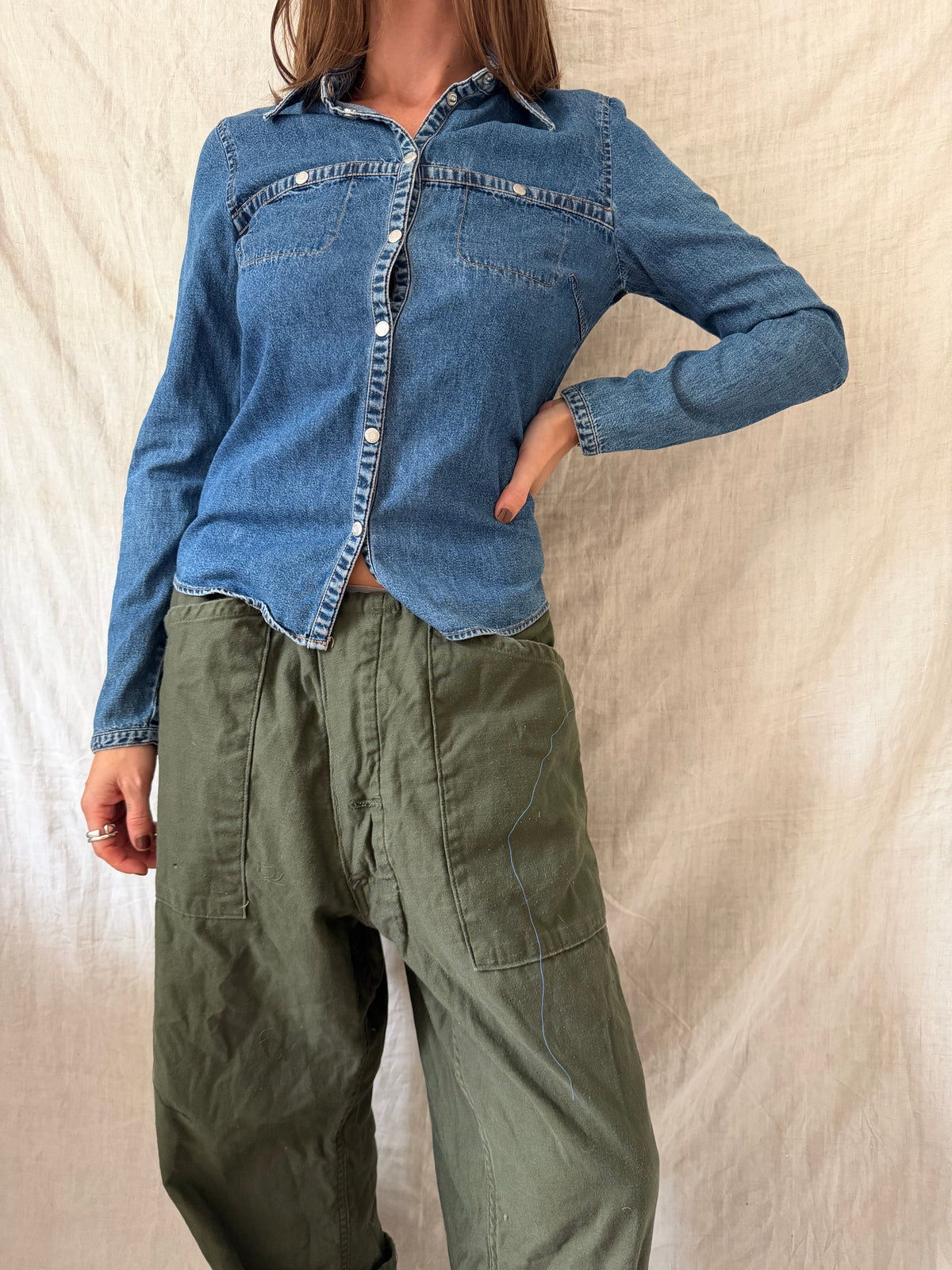Denim Button Top