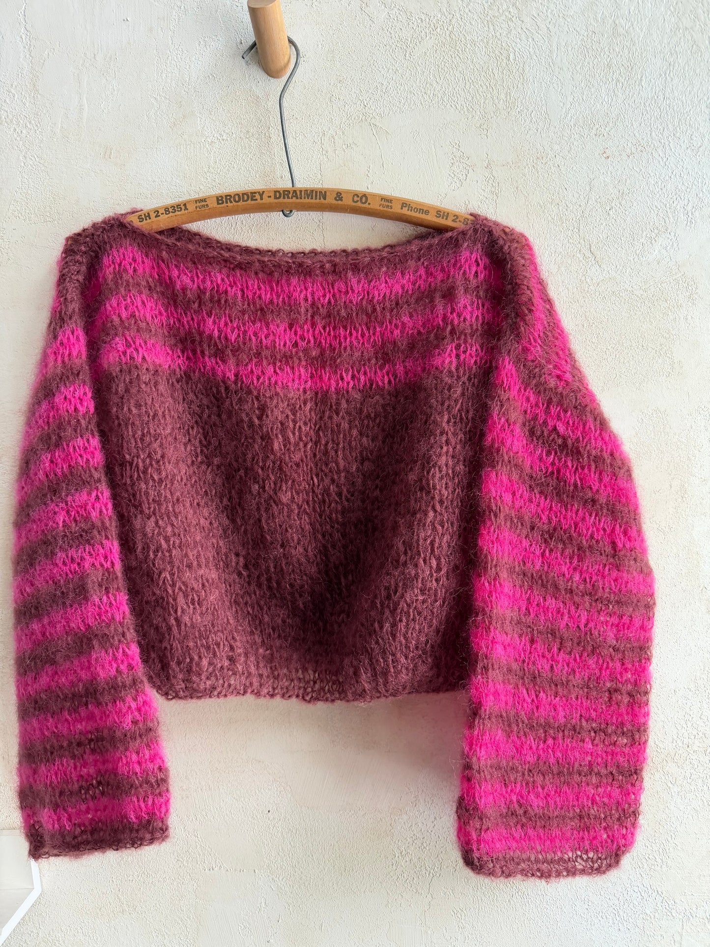 Maroon + Fuschia Stripe Sweater by Rayés