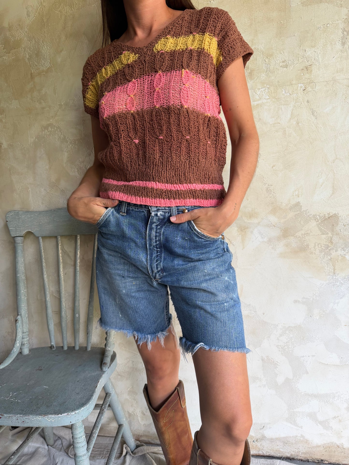 Vintage Striped Knit Vest