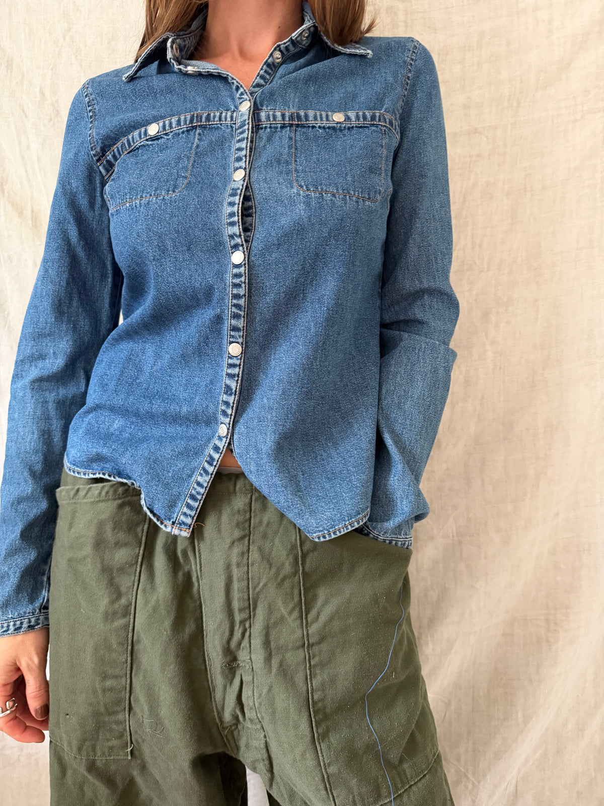 Denim Button Top