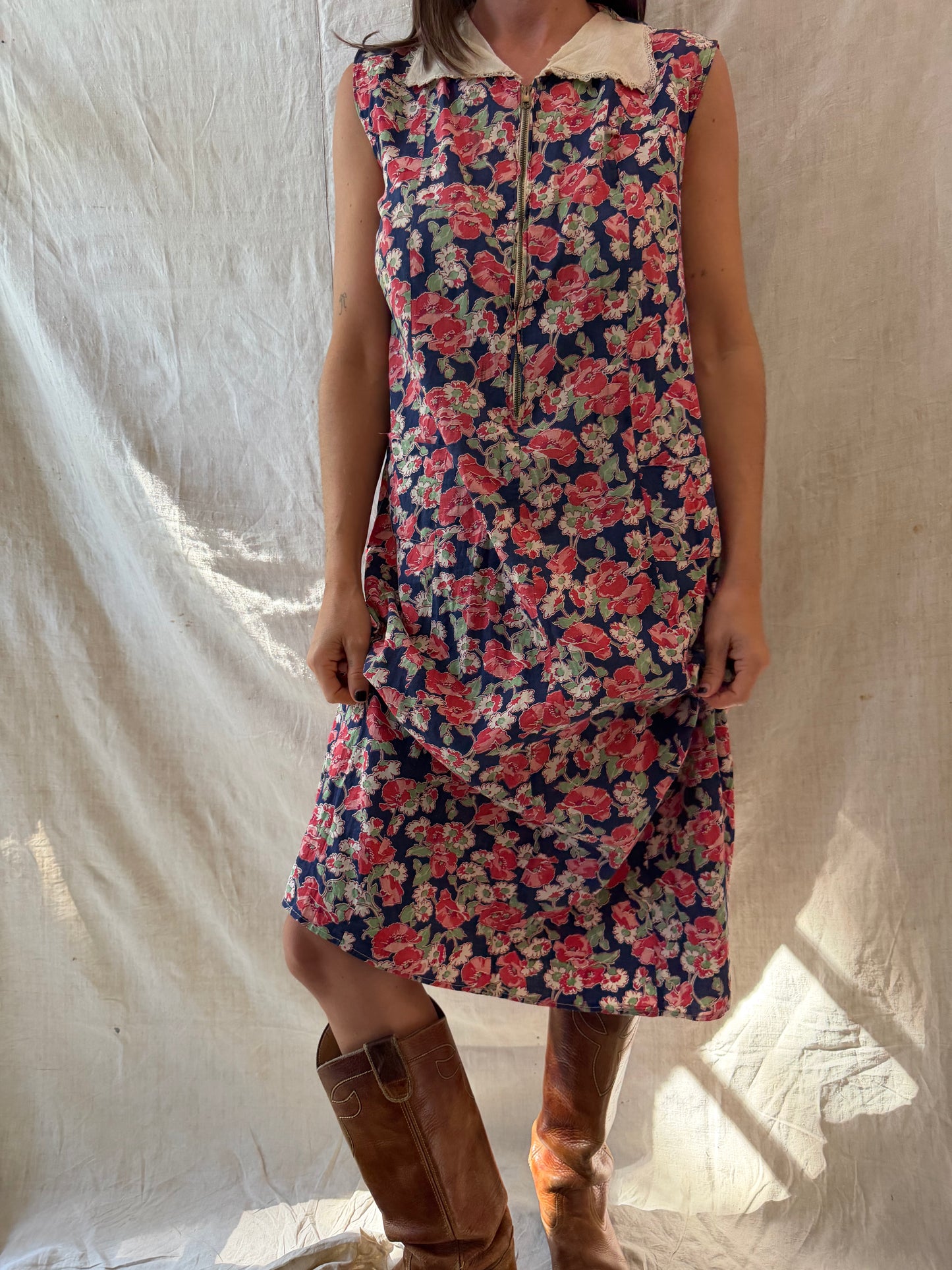 1940s Floral Feedsack Dress