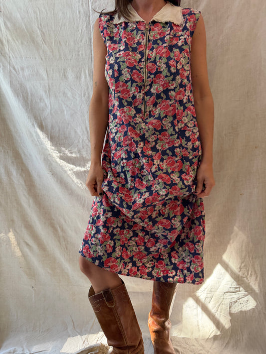 1940s Floral Feedsack Dress