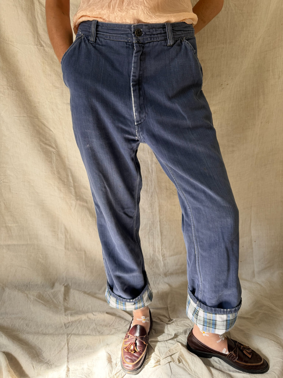 Plaid Lined Indigo Denim