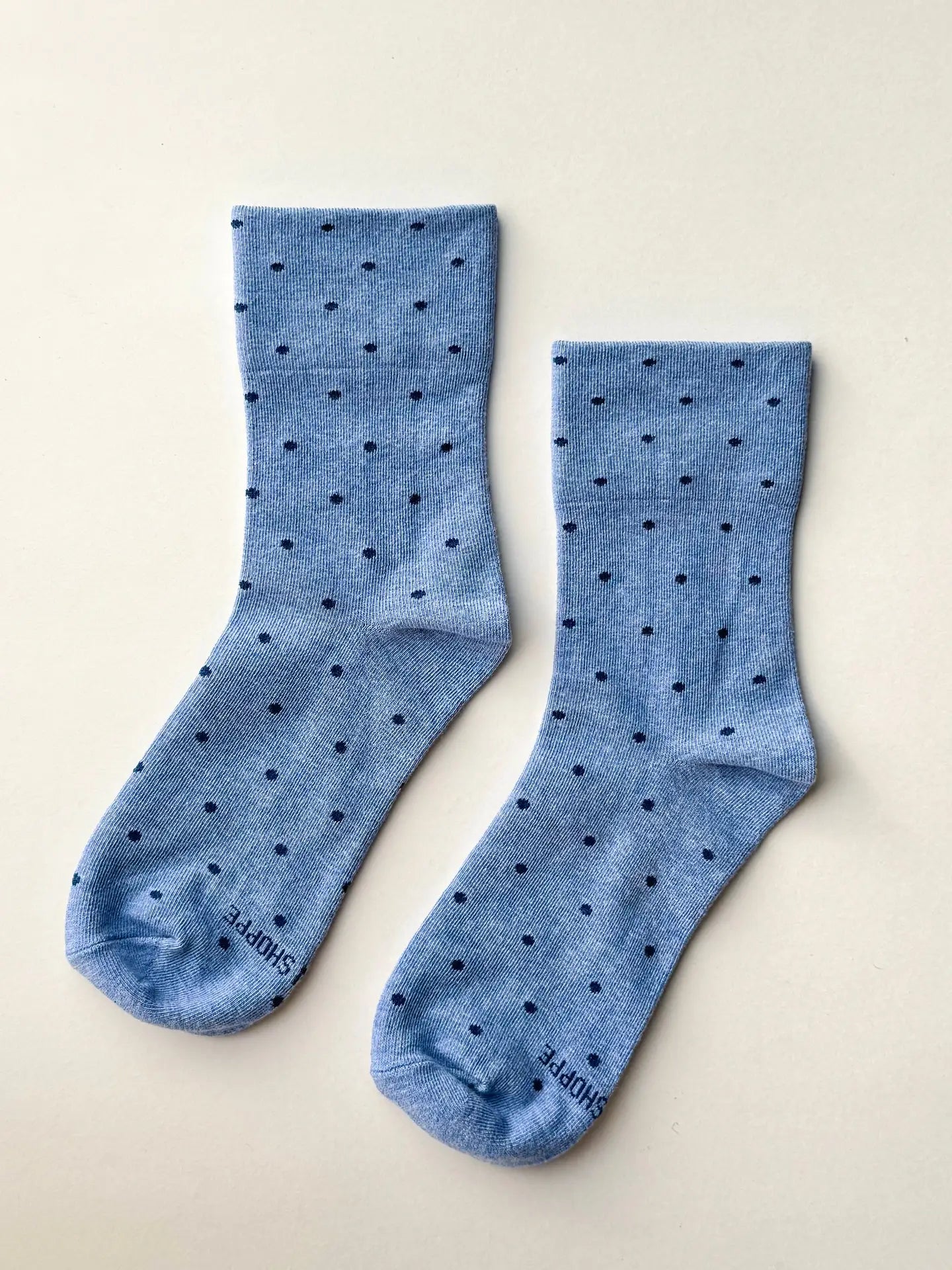 Patterned Sneaker Socks in Blue/Navy Polka Dot By Le Bon Shoppe