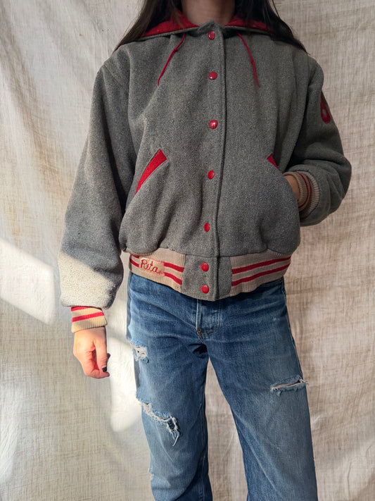Warriors Grey + Red Cheerleading Jacket
