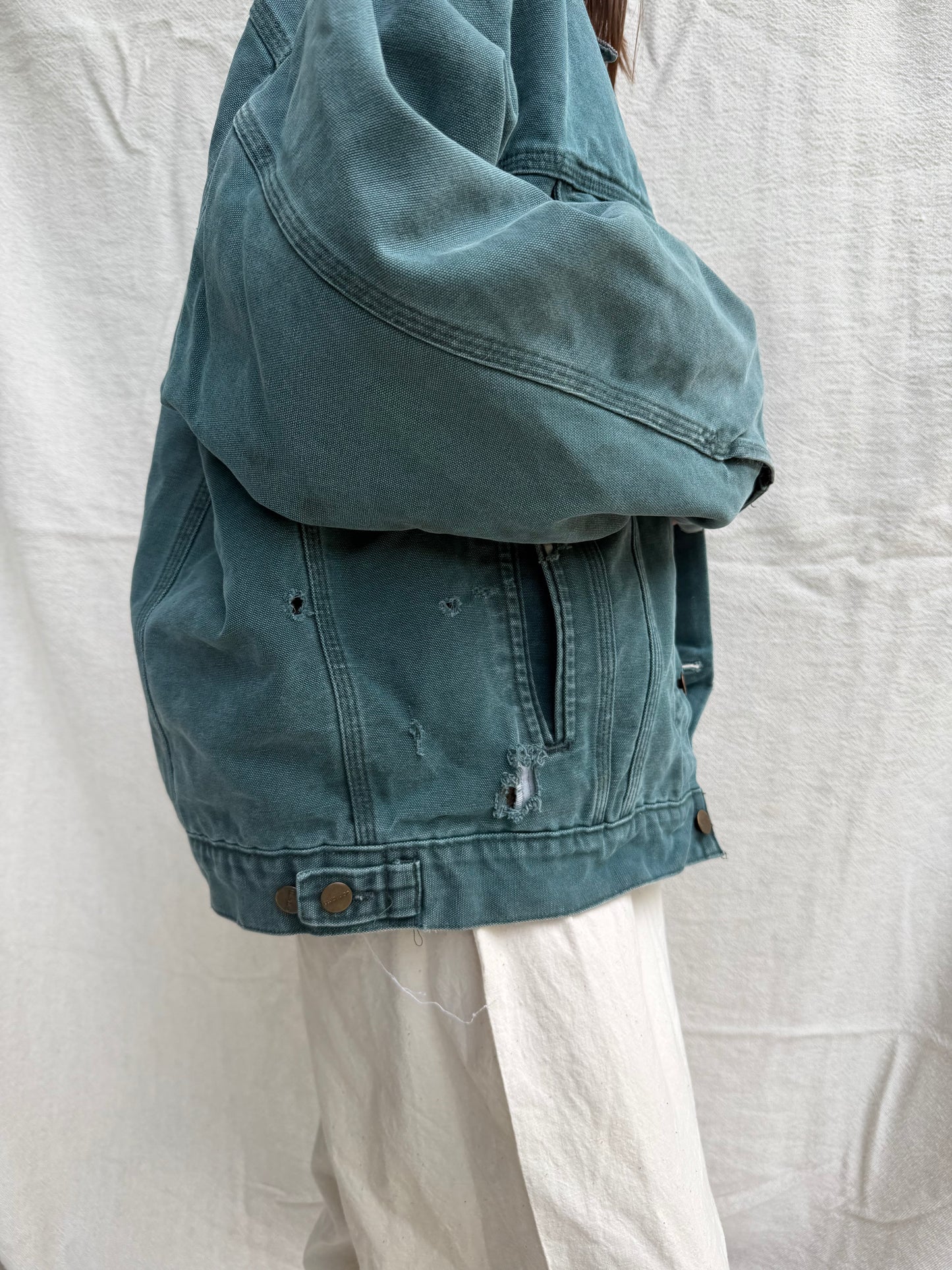 Teal Green Carhartt Lined Denim Jacket