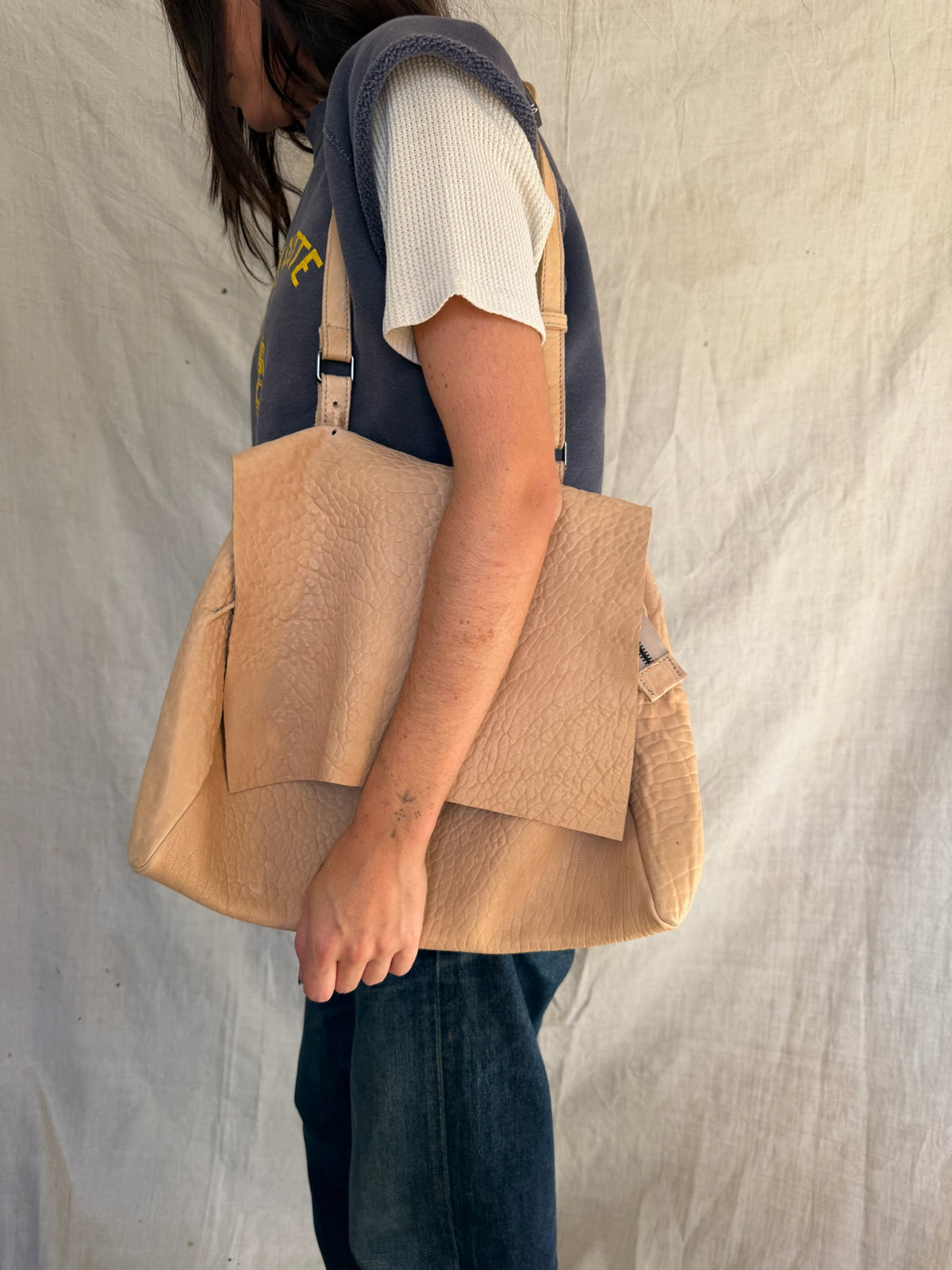 Bone Coloured Super Soft Leather Bag
