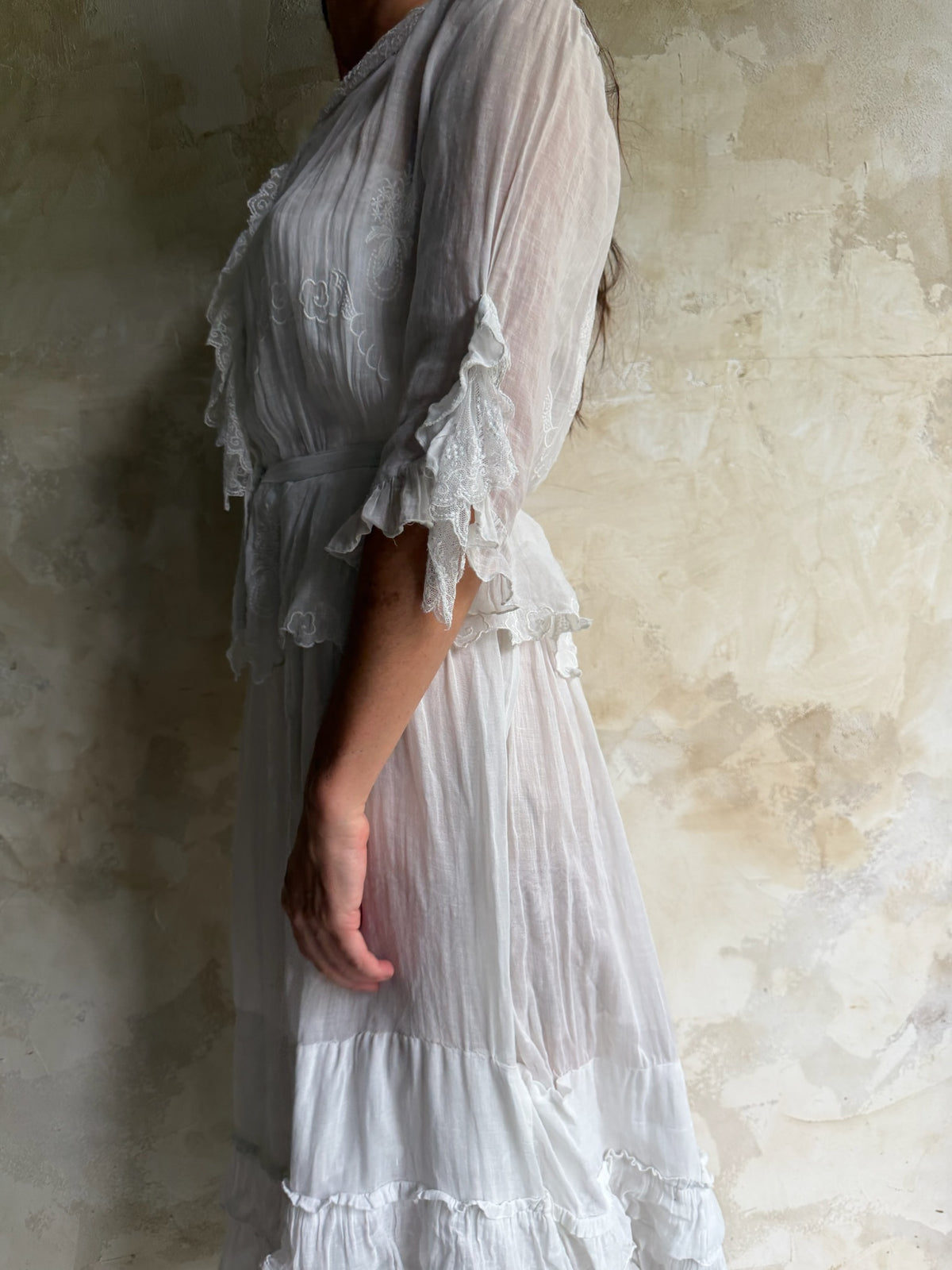 Edwardian White Ruffle Tea Dress