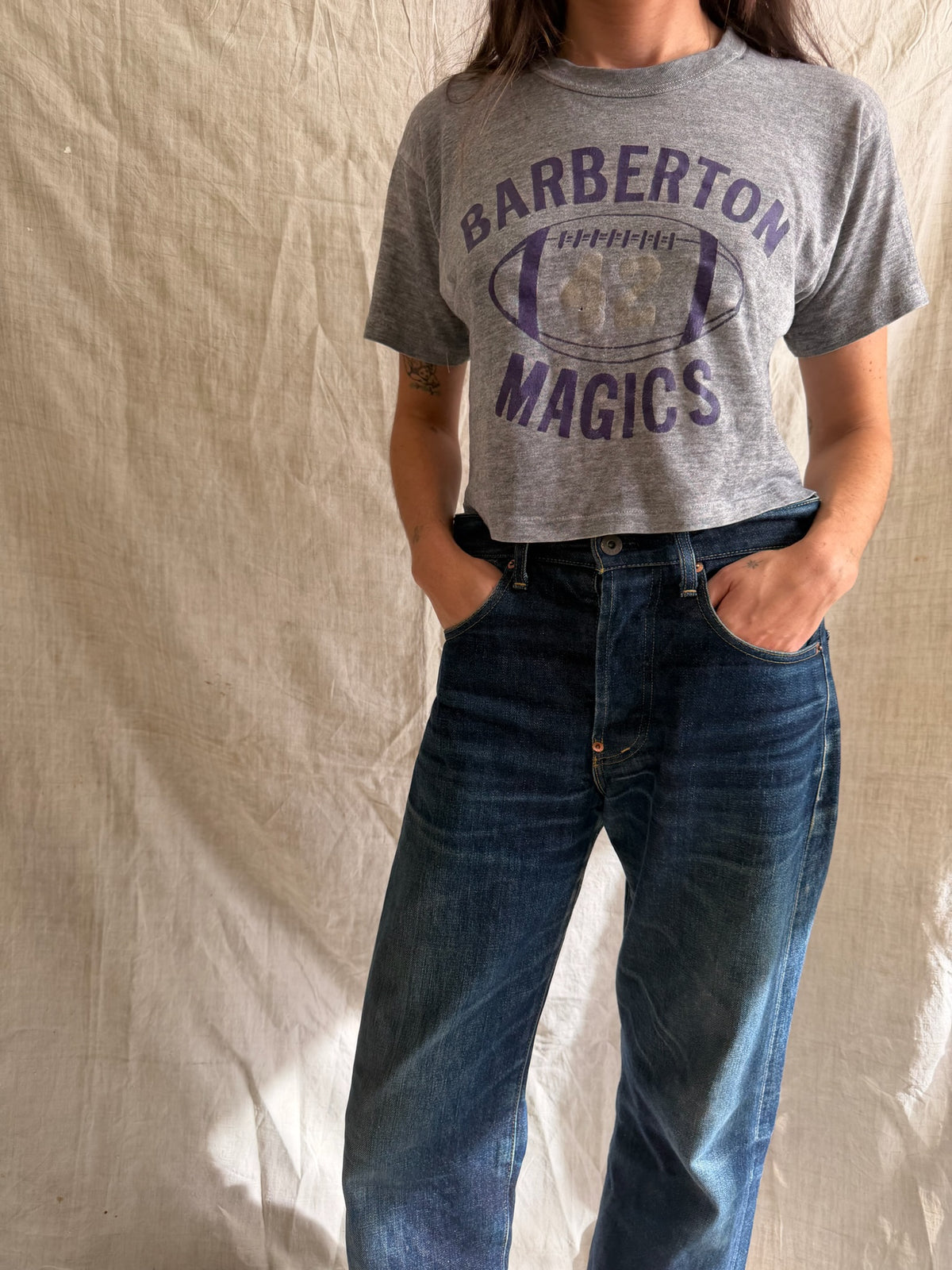 Super Thin Cropped Barberton Varsity Tee