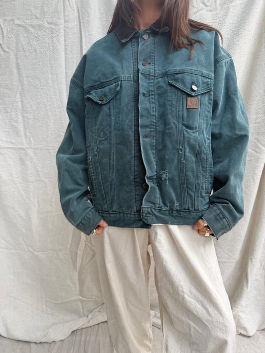 Teal Green Carhartt Lined Denim Jacket