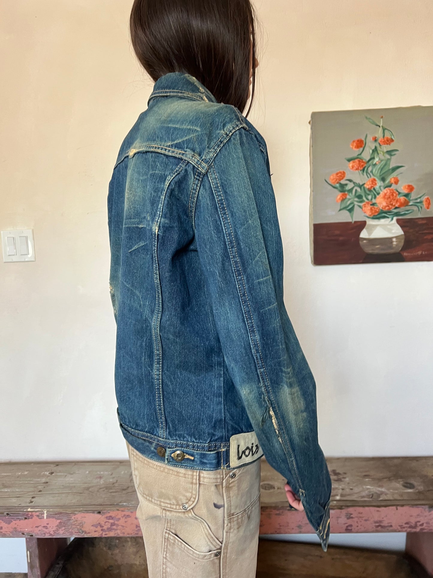 Patched Dark Denim Jacket