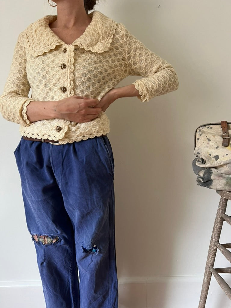 Cream Collared Cardigan