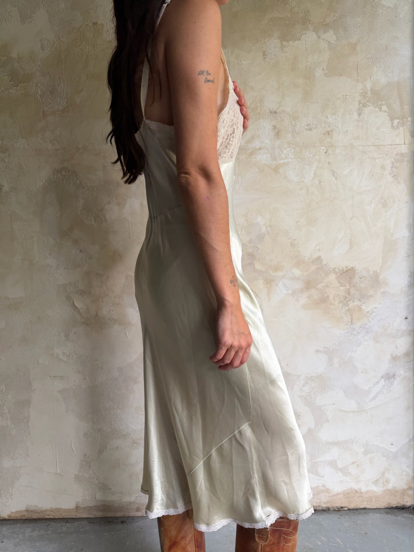 30s Mint Heavy Satin Slip Dress
