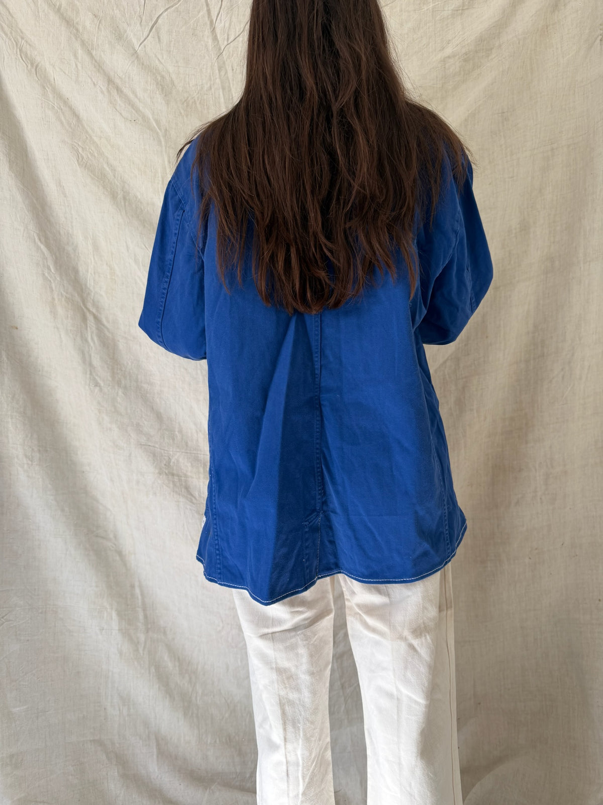 60s French Blue Cropped Chore Jacket 01