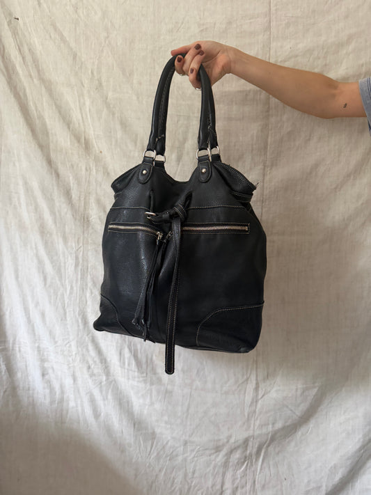 Black Roots Leather Purse