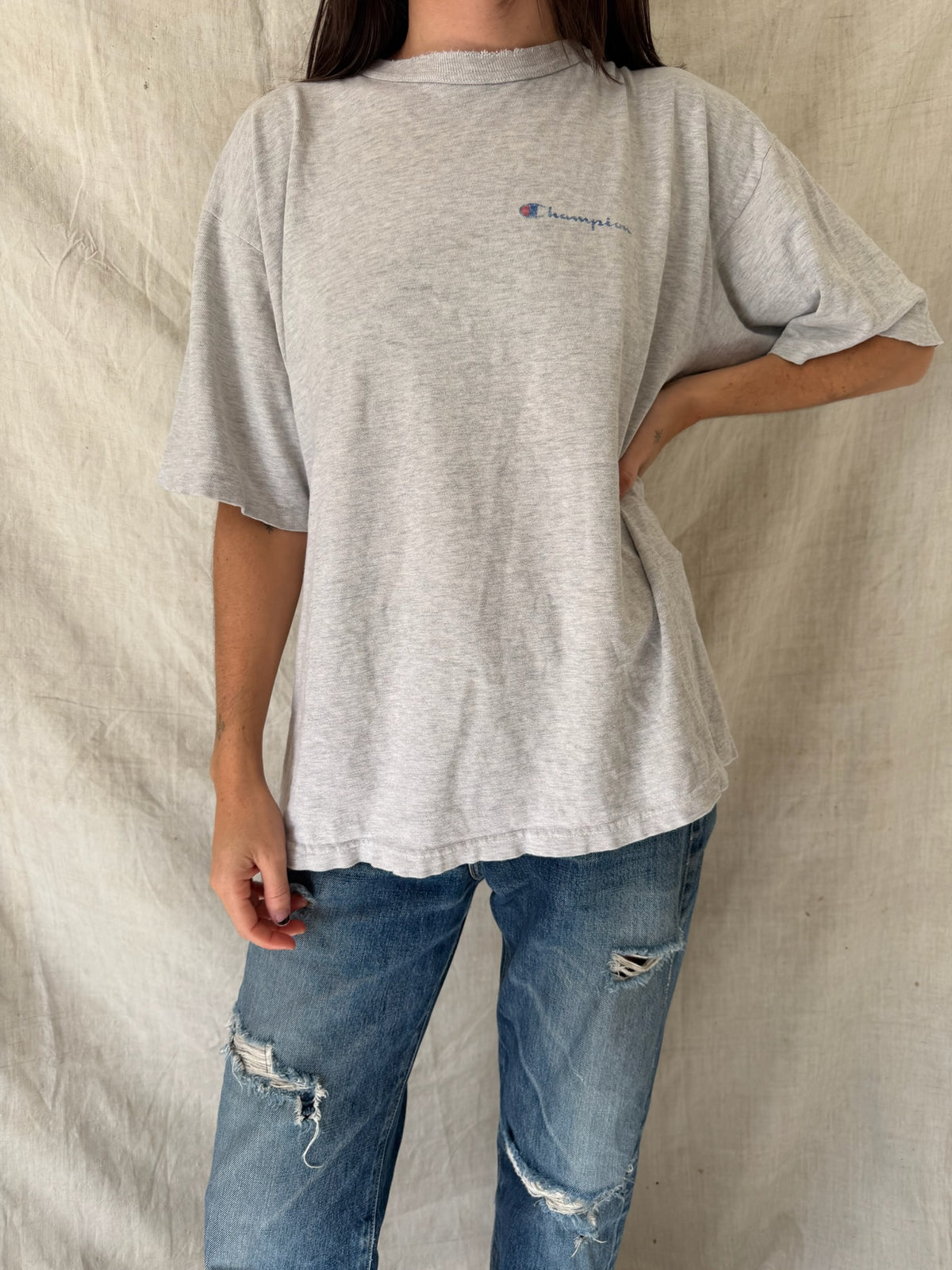 Distressed Champion Grey Tee