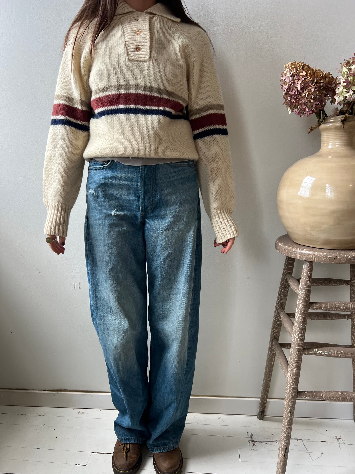 Cream Striped Sweater